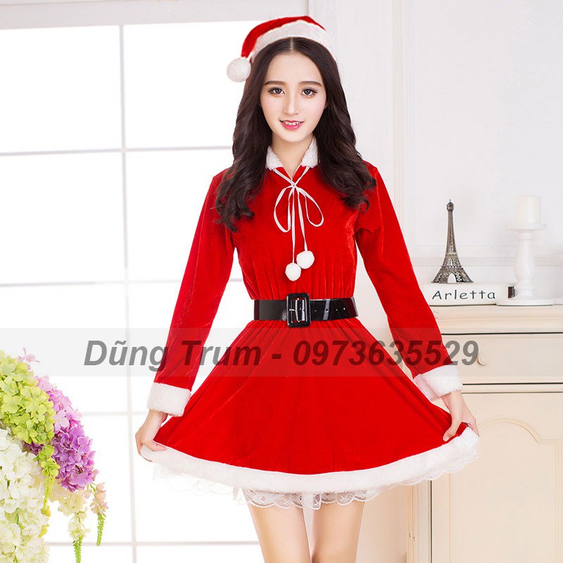 [CHUẨN ĐẸP] Đầm Noel nữ, váy Noel hóa trang ông già Noel, chuẩn chất liệu nhung siêu đẹp