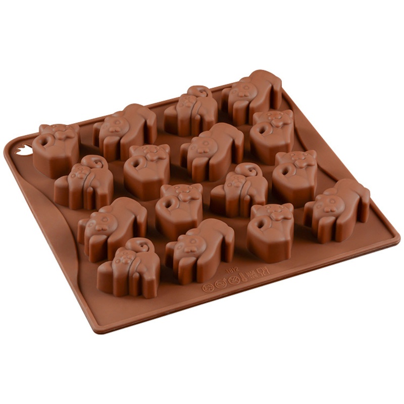 Khuôn Silicone 16 Lỗ Hình Mèo 3D Làm Bánh / Sô Cô La / Kẹo Ngọt Cho Bé