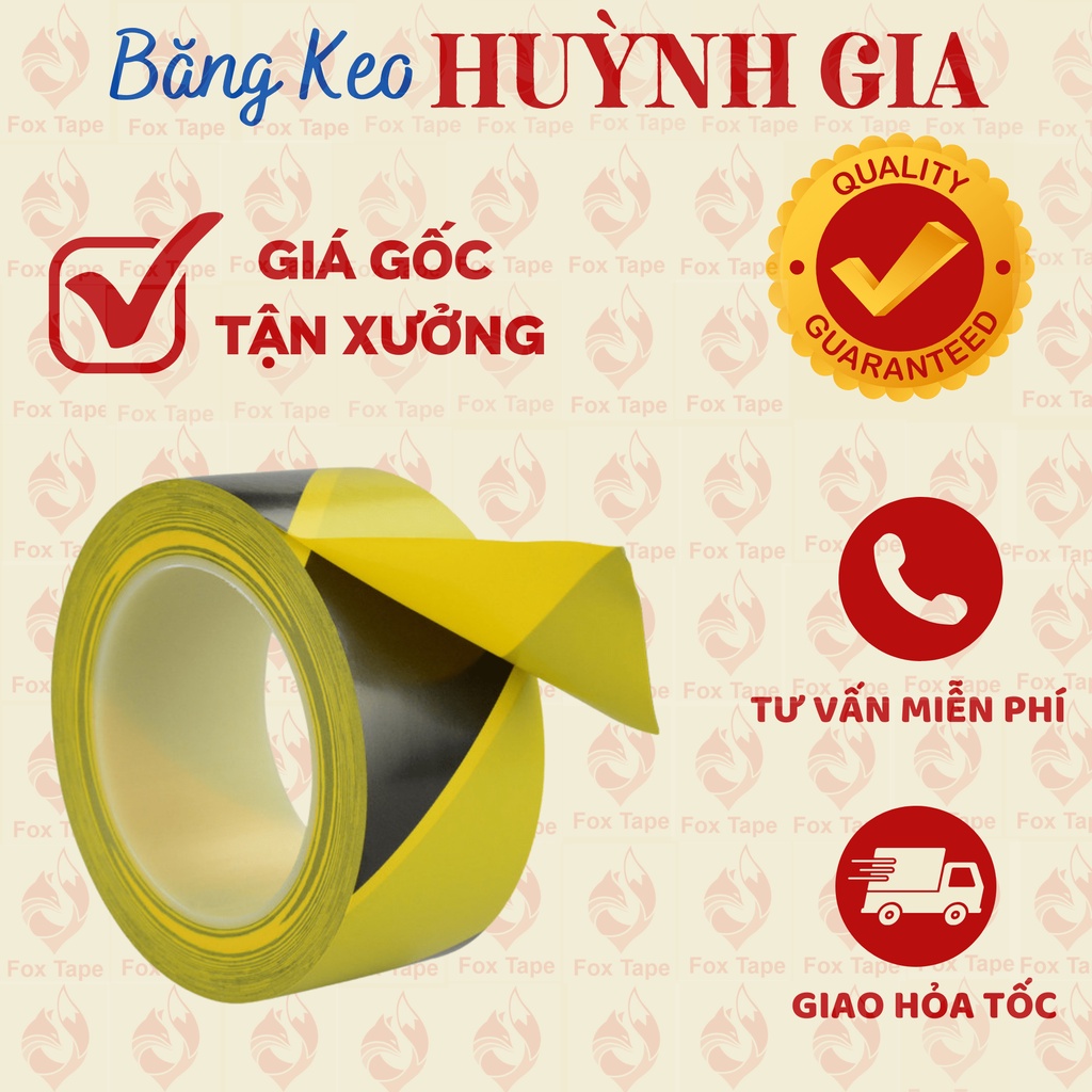 Băng Dính Dán Nền Phân Chia Khu Vực Sọc Vàng Đen 33 mét