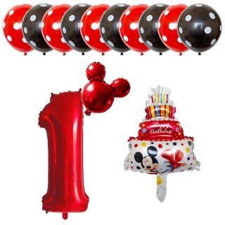 Mới set 13 Bong Bóng Hình Chuột mickey Trang Trí Tiệc Sinh Nhật 1 Tuổi Cho Bé
