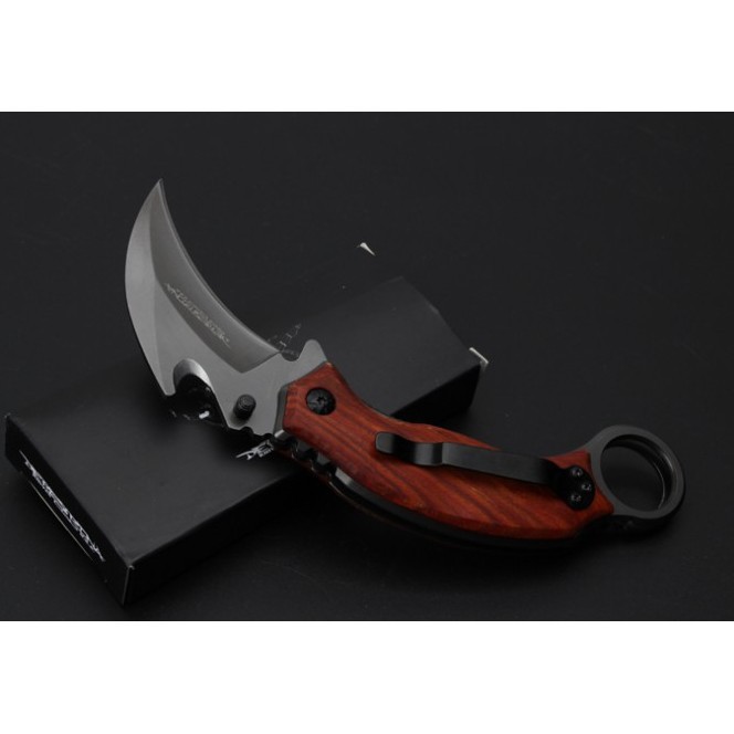 Dao Phượt Gấp karambit X52 Báng Gỗ