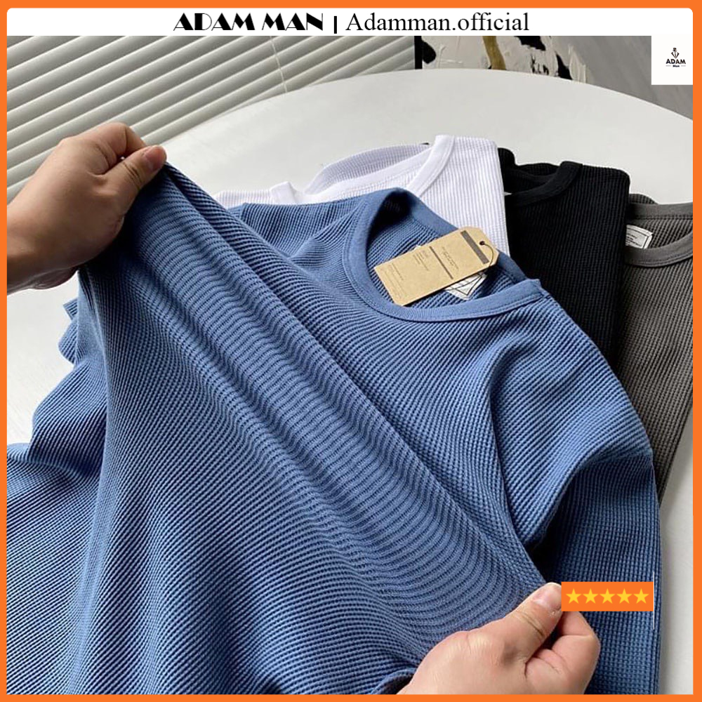 Áo thun nam tay ngắn cổ tròn chất thun cotton tổ ong co giãn 4 chiều phong cách Hàn Quốc - Adamman