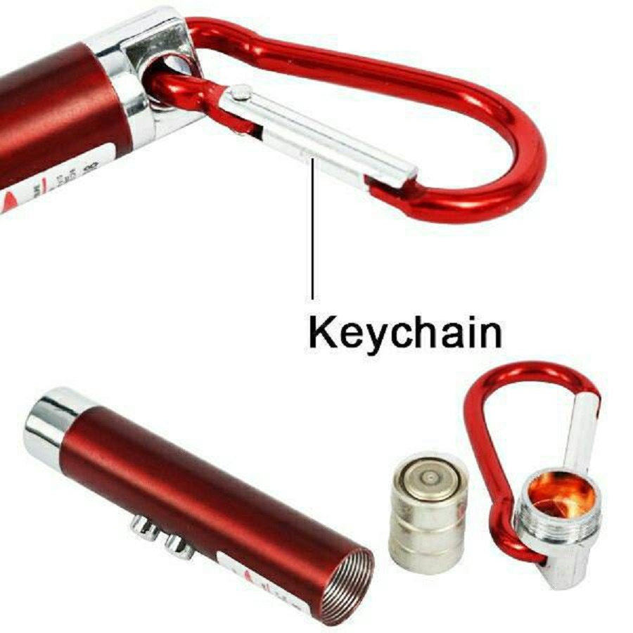 Móc khóa đèn pin, tia laser, soi tiền giả 3in1 nhiều màu nhôm không gỉ (Loại Tốt)