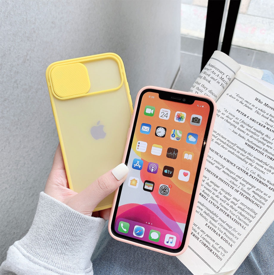 Ốp điện thoại mềm màu kẹo ngọt có vỏ trượt bảo vệ máy ảnh dành cho iPhone 6 6S 7 8 Plus XS Max XR 11 Pro Max SE2020