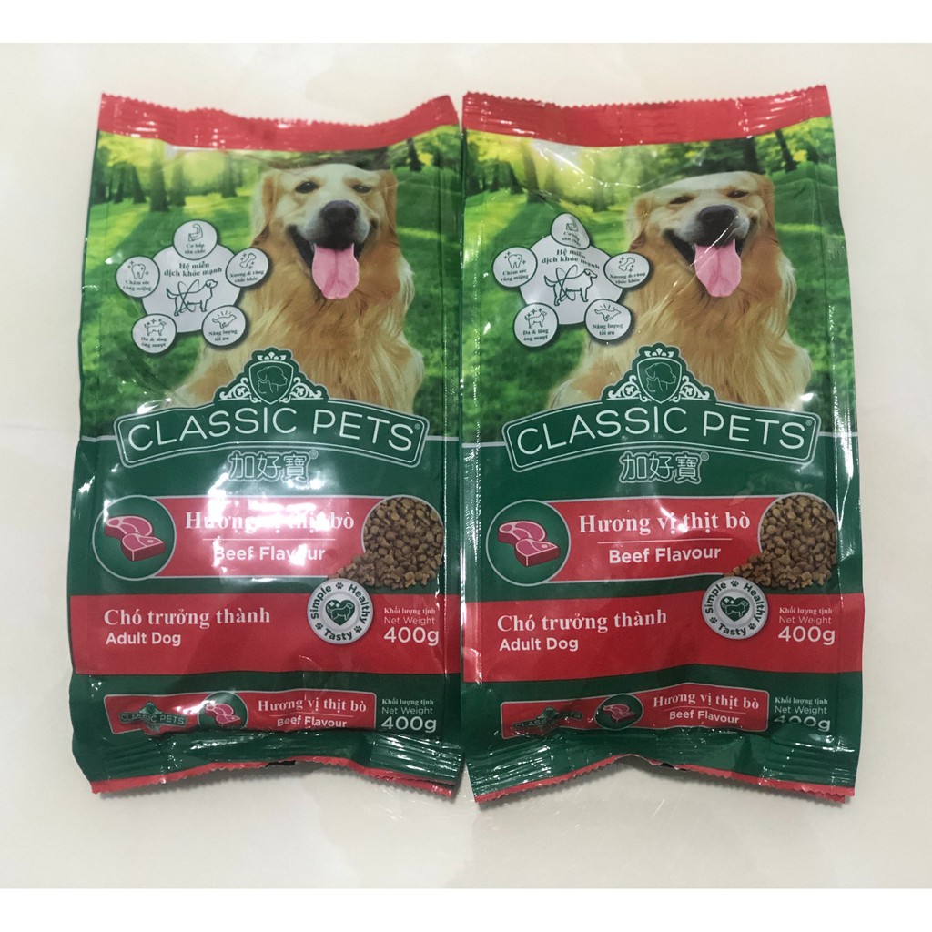 Thức ăn hạt cho chó trưởng thành Classic Pets dạng túi 400g