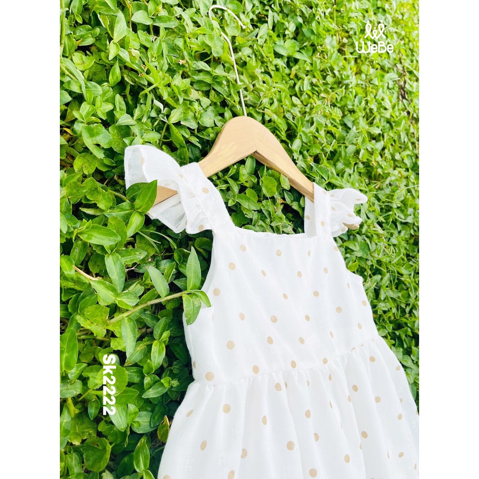 VNXK-VÁY WEBE TRẮNG CHẤM BI CÁNH TIÊN CHO BÉ GÁI  -MÃ ĐBG01