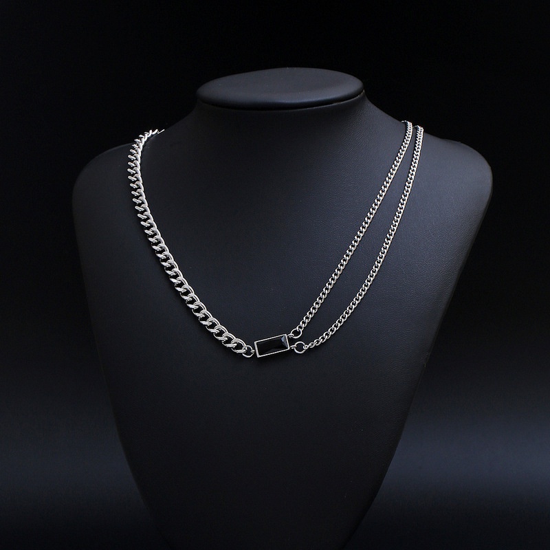 Phong cách đường phố Hip Hop Vòng cổ Hình vuông Mặt dây chuyền Chuỗi vòng cổ