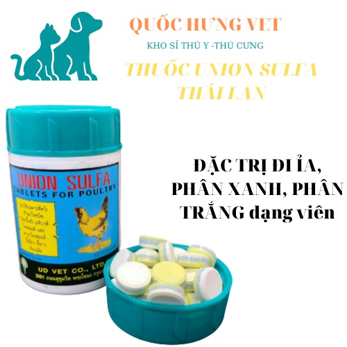 Phân xanh, phân trắng cho gà đá Union Sulfa (loại cao cấp của Thái Lan) - QUỐC HƯNG VET