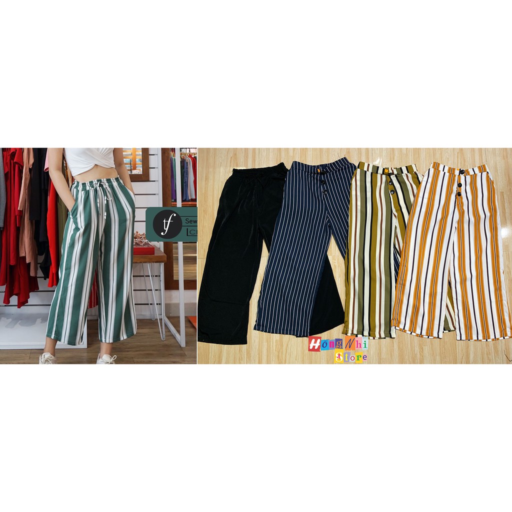 QUẦN CULOTTES SỌC ỐNG RỘNG DÀI - QUẦN SỌC DÀI ỐNG RỘNG - TT