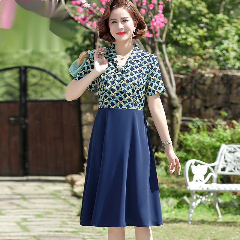 Bộ Đầm Hai Món Size Lớn Vải Voan Phong Cách Phương Tây Size Lớn Dành Cho Nữ Trung Niên Đi Dự Tiệc Cưới