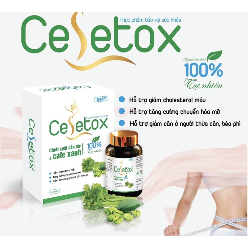 Celetox - Viên uống giúp giảm cân, giảm mỡ thừa, cholesterol máu - Chiết xuất cần tây &amp; cafe xanh