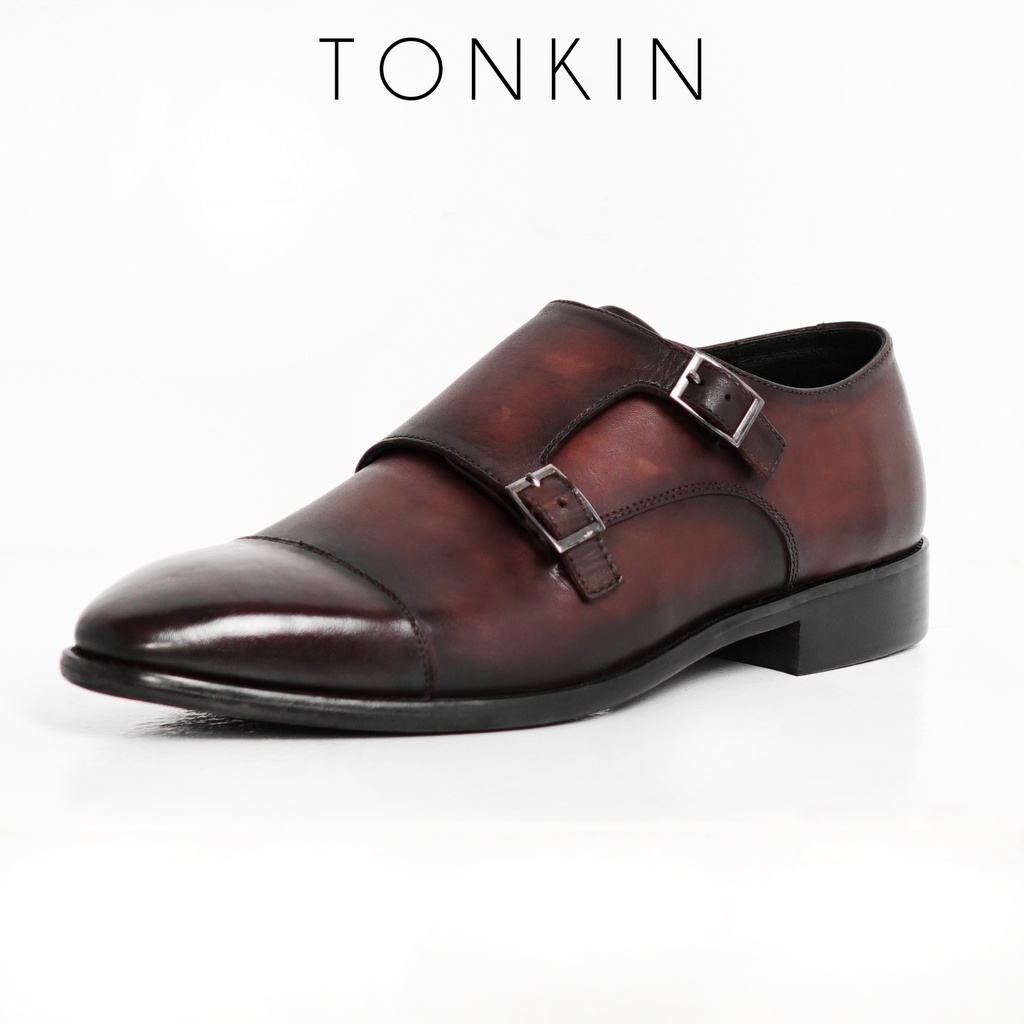 Giày Tây nam công sở Rasho Monk Strap màu nâu da thật, giày da văn phòng thanh lịch sang trọng thương hiệu TONKIN