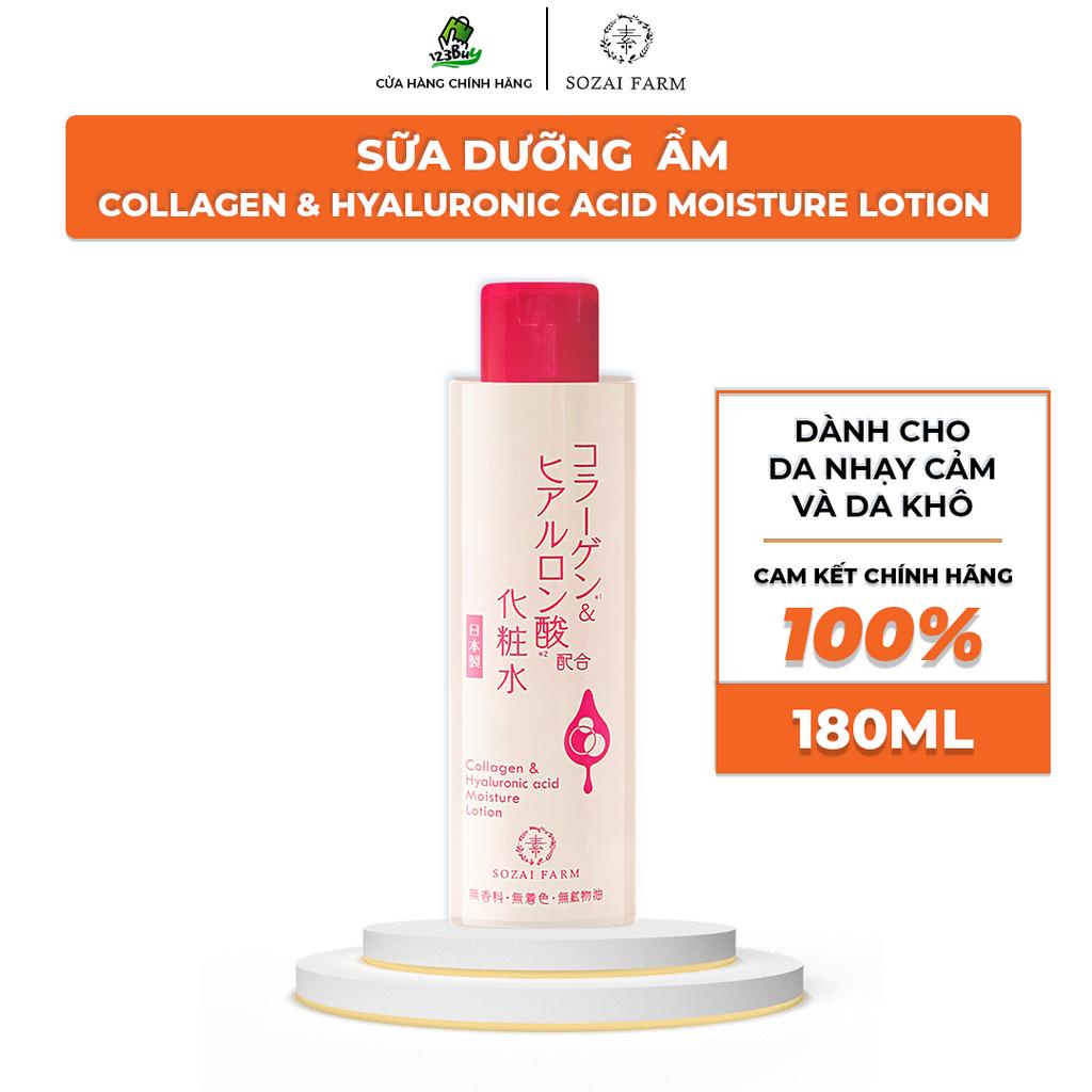 Sữa dưỡng bổ sung độ ẩm cấp nước Nhật Bản Sozai Farm Collagen &amp; Hyaluronic Acid Moisture Lotion – Dạng Lotion - 180ml