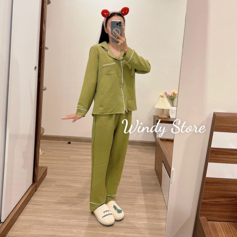 [𝗩𝗮̉𝗶 𝗧𝗵𝗮́𝗶 𝗟𝗼𝗮̣𝗶 𝟭]-Bộ Đồ Ngủ Pijama Tay Ngắn-Có Túi Quần.