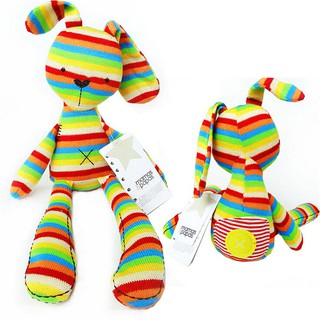 Colorful Rainbow Stripe Rabbit Soft Plush Bunny Baby Placate Toy Gift