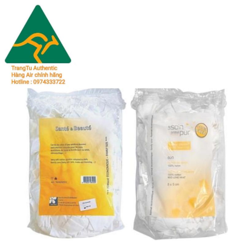 Bông tẩy trang Pháp Tetra Le Soin Laretat Pur 600 miếng mềm mịn không sơ [chính hãng]