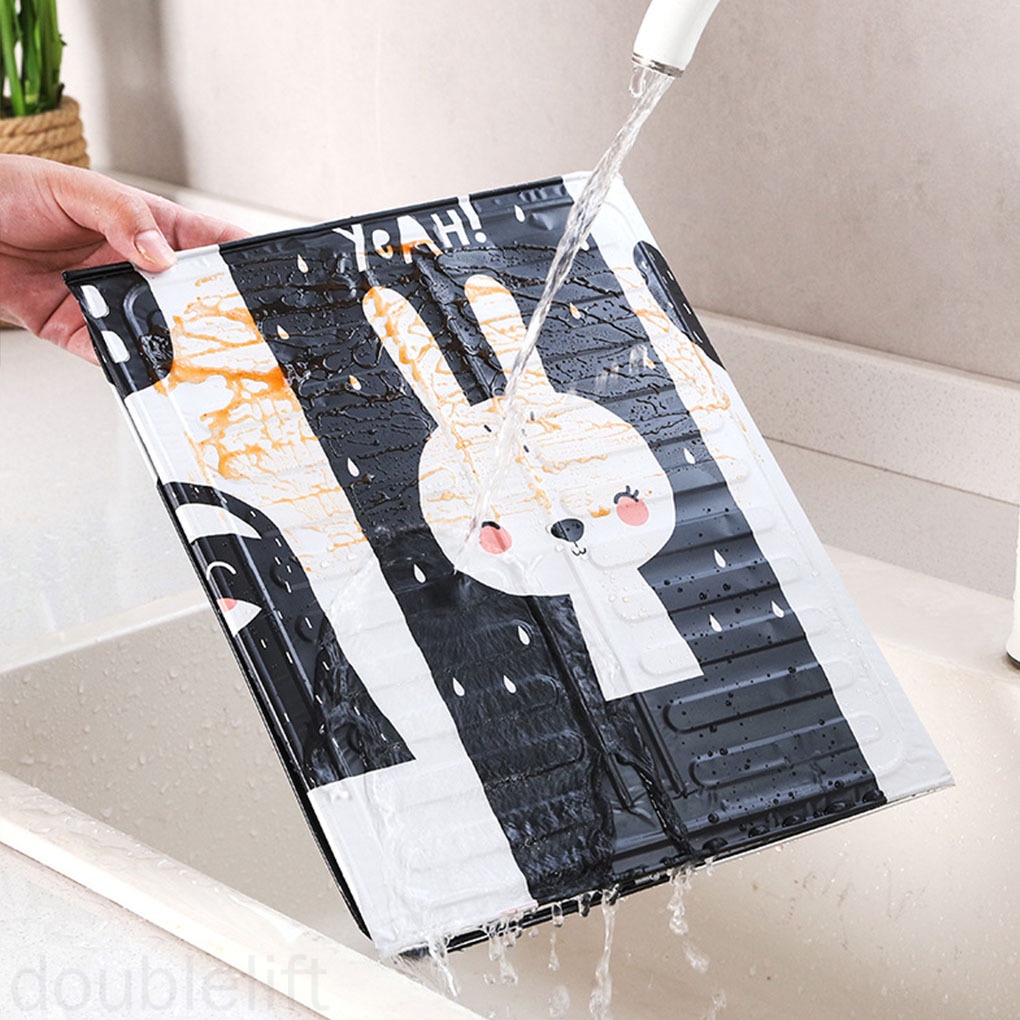 Tấm Chắn Bắn Dầu Bằng Lá Nhôm Họa Tiết Hoạt Hình Có Thể Gập Lại Tiện Dụng Cho Nhà Bếp