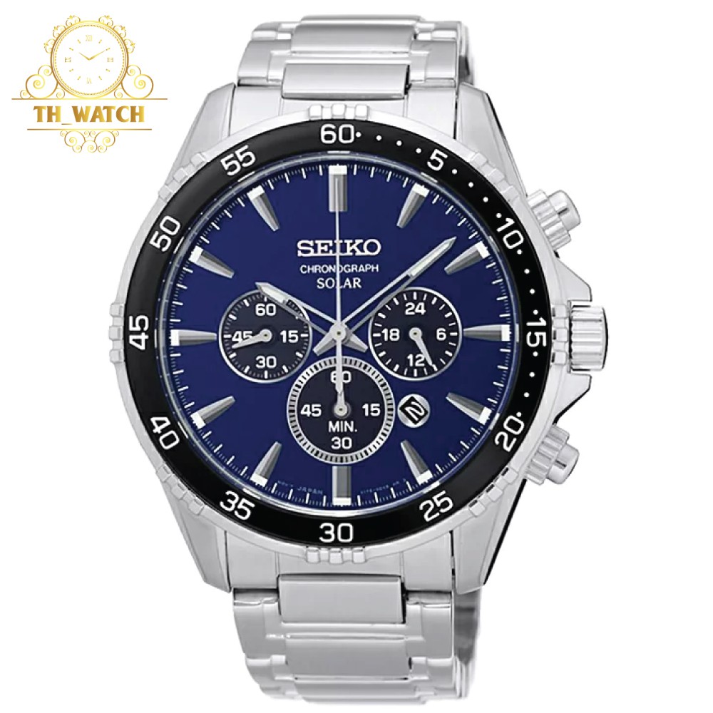 Đồng hồ Nam Seiko Chronograph Solar ( năng lượng ánh sáng), dây thép không gỉ, kính cứng SSC445P1