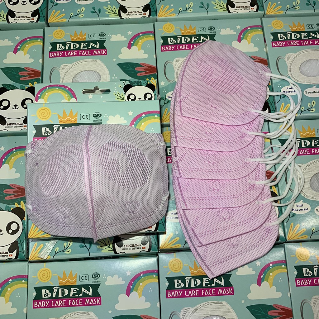 Khẩu trang 3D Mask trẻ em Gấu Panda Biden hộp 10 cái cực dễ thương thiết kế ôm khít khuôn mặt ( giao màu ngẫu nhiên )