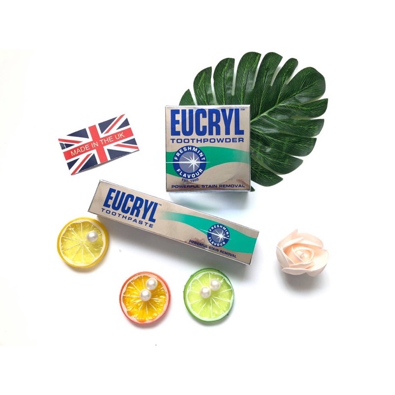 Kem đánh răng Eucryl 62g + Bột tẩy trắng răng Eucryl 50g