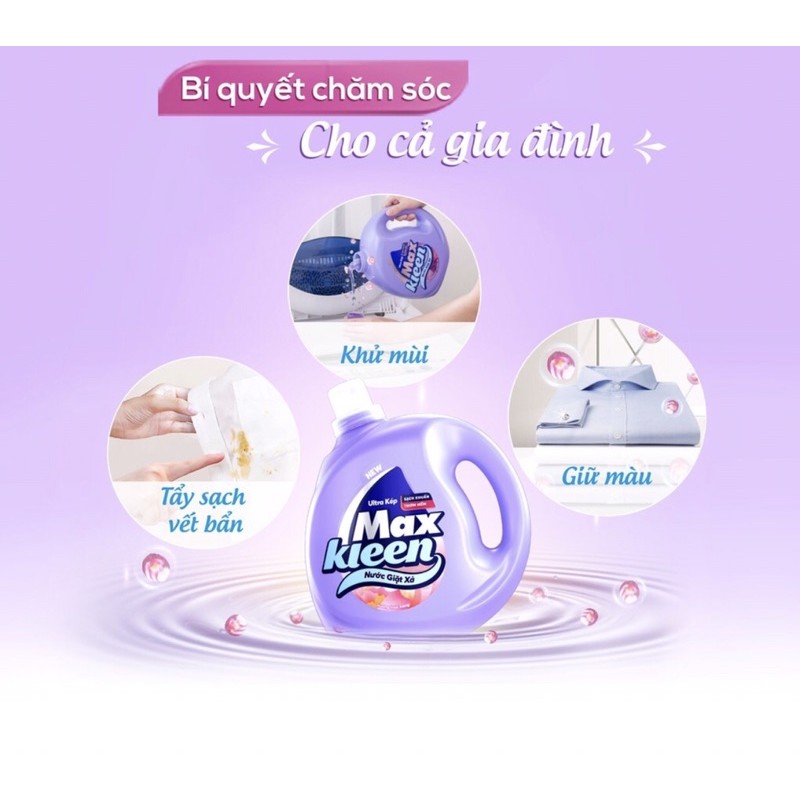 Chai nước Giặt Xả MaxKleen Hương Cam Sả Sạch Khuẩn 2,4kg + Túi 600g