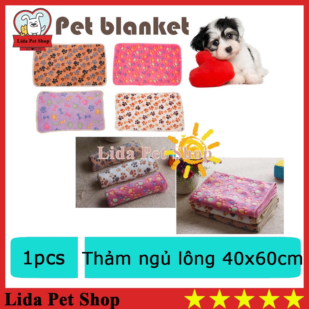 Thảm ngủ giữ ấm in họa tiết bàn chân chó mèo dễ thương cho thú cưng 40x60cm  - Lida Pet Shop