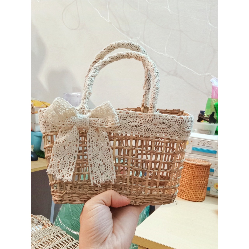 Túi Cói/giỏ cói VINTAGE Phụ Kiện CHỤP ẢNH, Đi Du Lịch, ĐI BIỂN, giỏ cắm Hoa