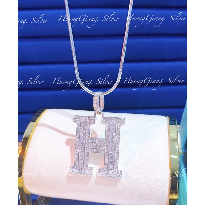 Dây chuyền nam chữ H bạc cao cấp - HuongGiangsilver