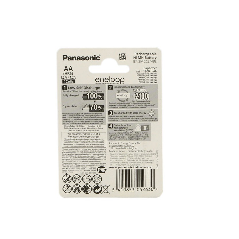 Pin sạc Panasonic AAA/AA Eneloop Trắng