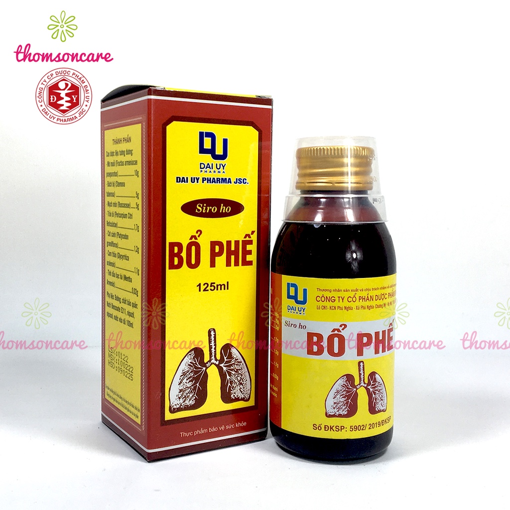 Siro ho bổ phế Đ.Y chai 125ml - Giảm ho, ngứa rát cổ họng, khàn tiếng, bổ phổi từ thảo dược