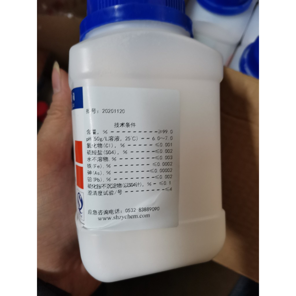 Kẽm acetat Zinc acetate dihydrate Xylong CAS 5970-45-6 C4H6O4Zn lọ 500g Zn(CH3COOH)2