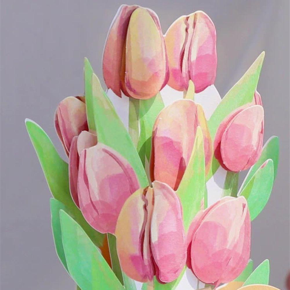 .Thiệp Giấy Khắc Hình Hoa Tulip 3D Sáng Tạo Cho Ngày Của Mẹ