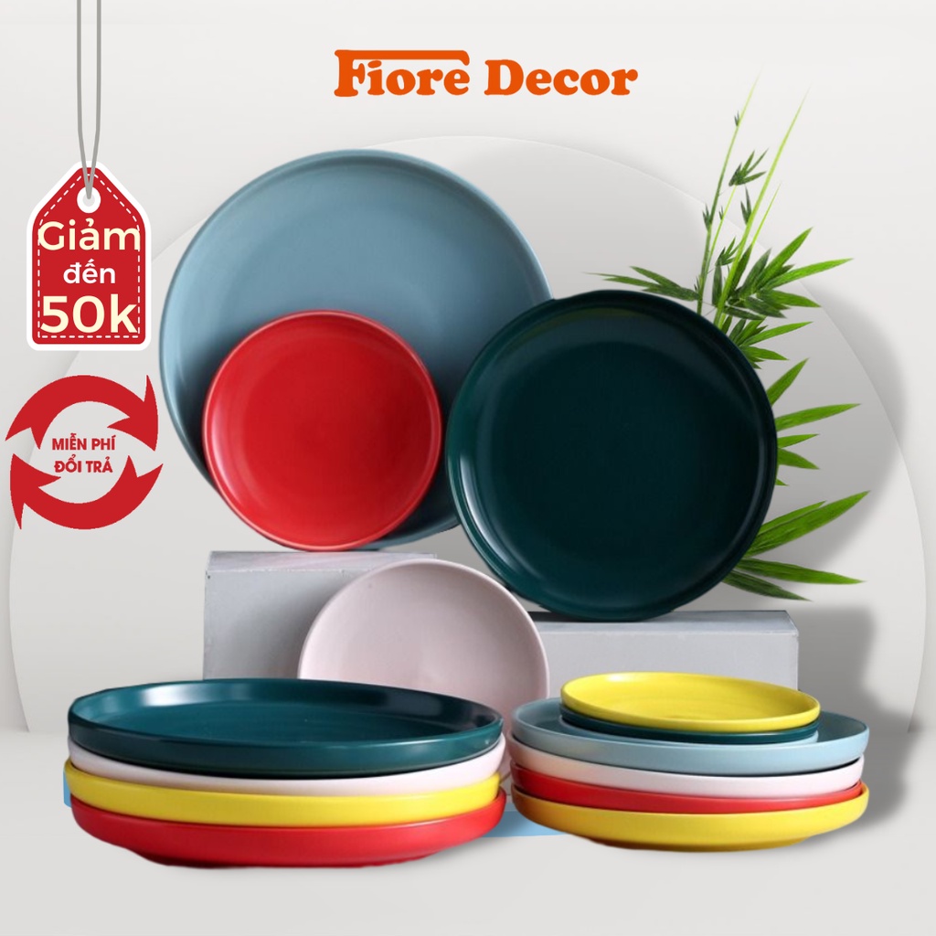 Đĩa sứ tròn màu macaron đựng đồ ăn với nhiều size Fiore
