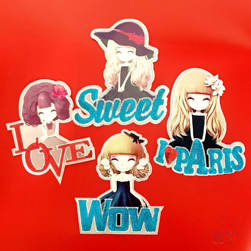 Miếng vá ủi thêu hình cô gái trẻ trung L-11121 phối kim sa nhiều kiểu tuỳ chọn