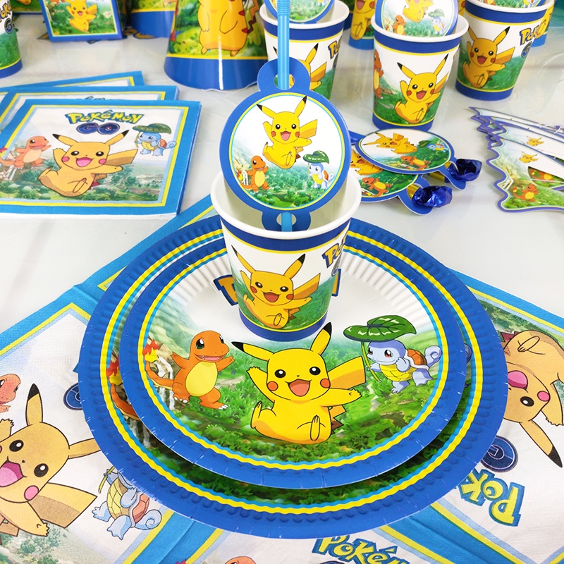 Bộ Muỗng Nĩa Họa Tiết Hoạt Hình Pikachu Dùng Một Lần Trang Trí Tiệc Sinh Nhật Cho Bé