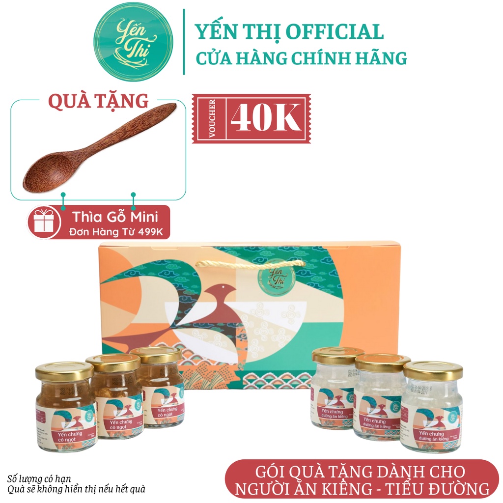 Yến Thị - Gói quà tặng dành cho người ăn kiêng và tiểu đường - Yến sào Khánh Hòa chưng sẵn - 30% yến thô/ hũ 70ml