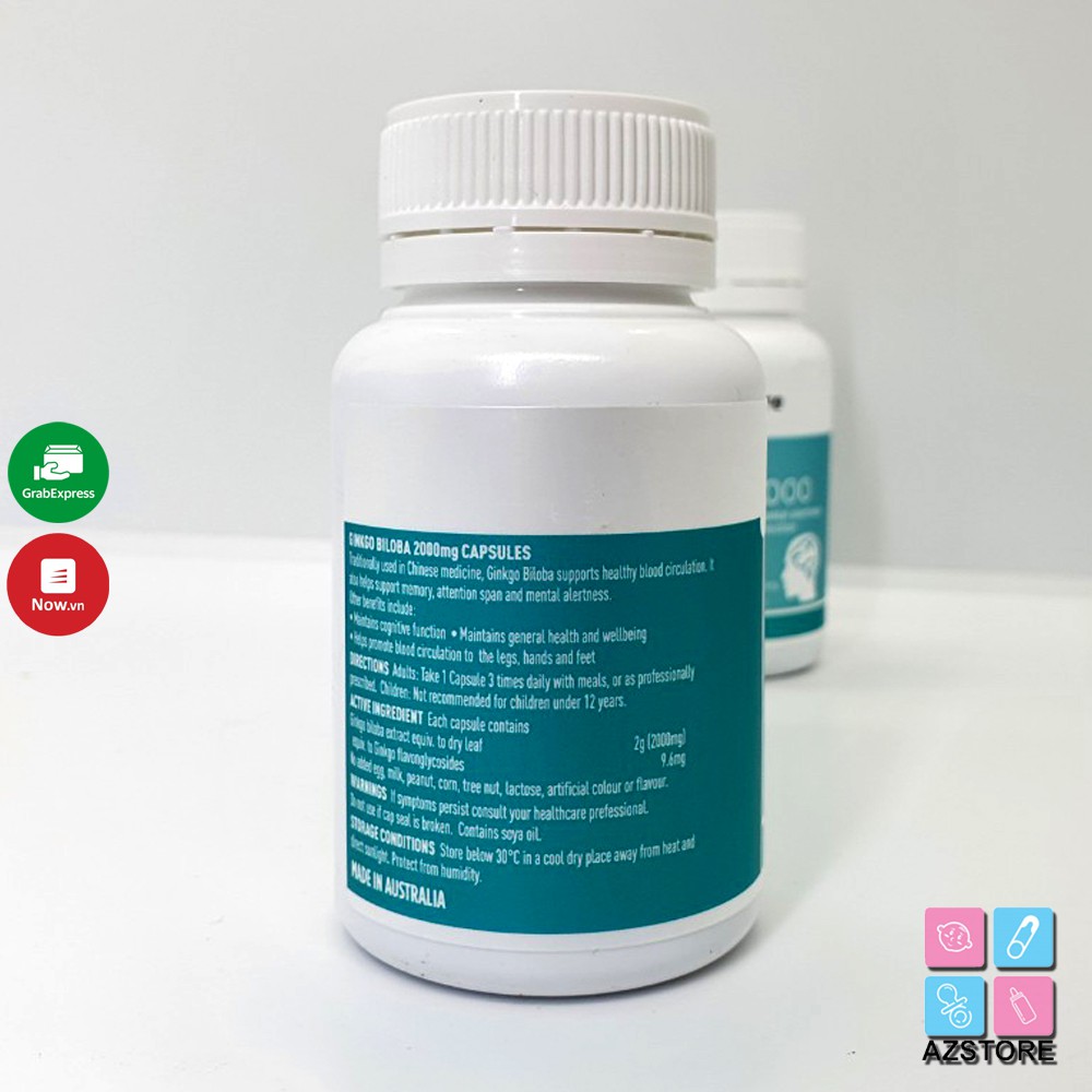 Bổ não Ginkgo biloba 2000mg Healthy Care 100v - Úc