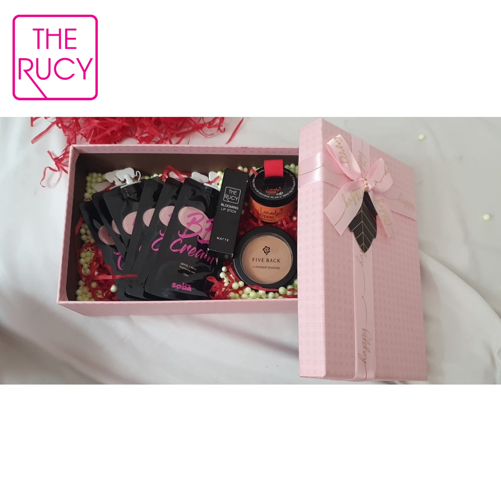 Bộ mỹ phẩm trang điểm The Rucy Hàn Quốc BL1 kem nền BB+ phấn tạo khối + phấn má hồng+ son lì tặng kèm hộp quà xinh xắn