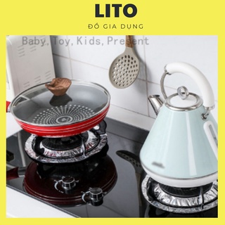 Bộ 10 Miếng Lót Bếp Ga Chịu Nhiệt- Miếng Lót Ga Vuông-Tròn- Tấm Giấy Bạc Lót Bếp Ga Chống Dầu Mỡ Dễ Dàng Vệ Sinh