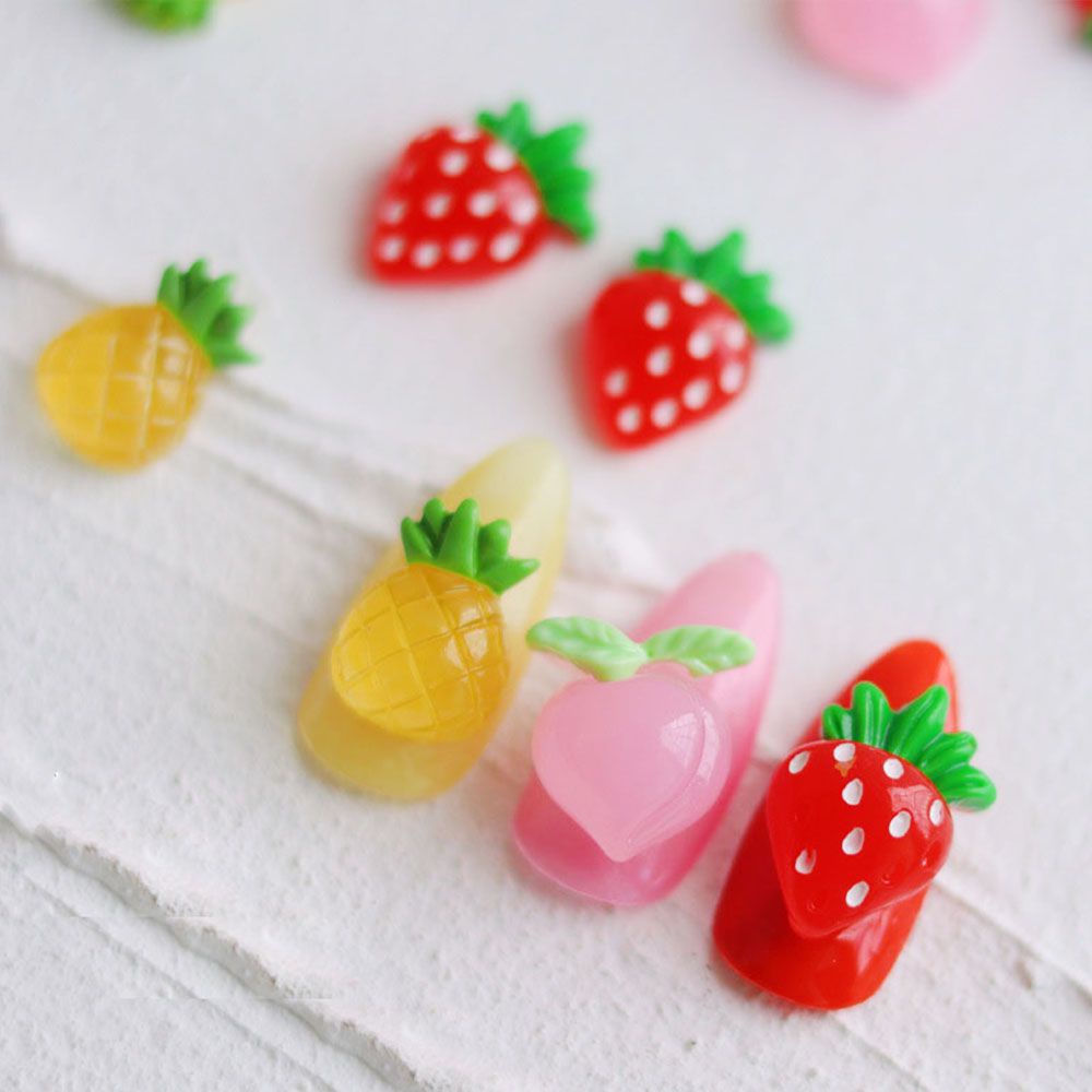 [Hàng mới về] Bộ 10 hạt phụ kiện trang trí móng tay hình trái cây 3d đáng yêu