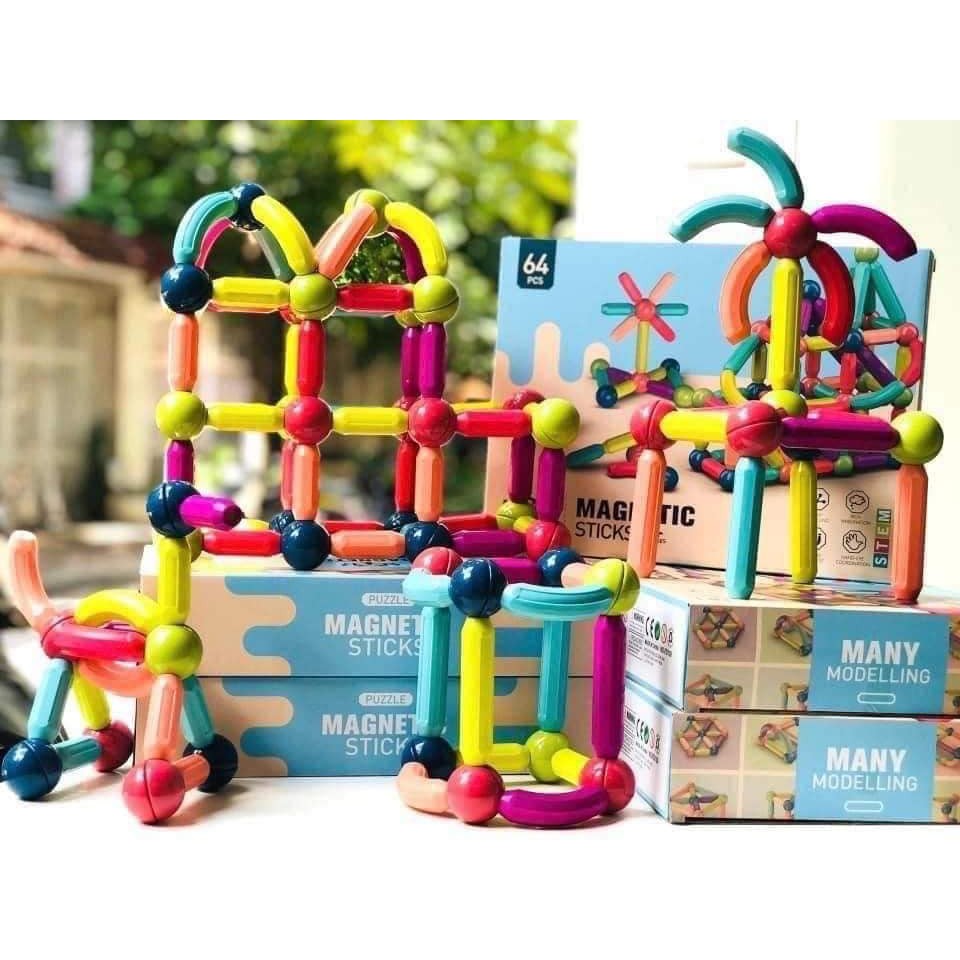 Bộ Đồ Chơi Xếp Hình Que Nam Châm Từ Tính Cho Bé
