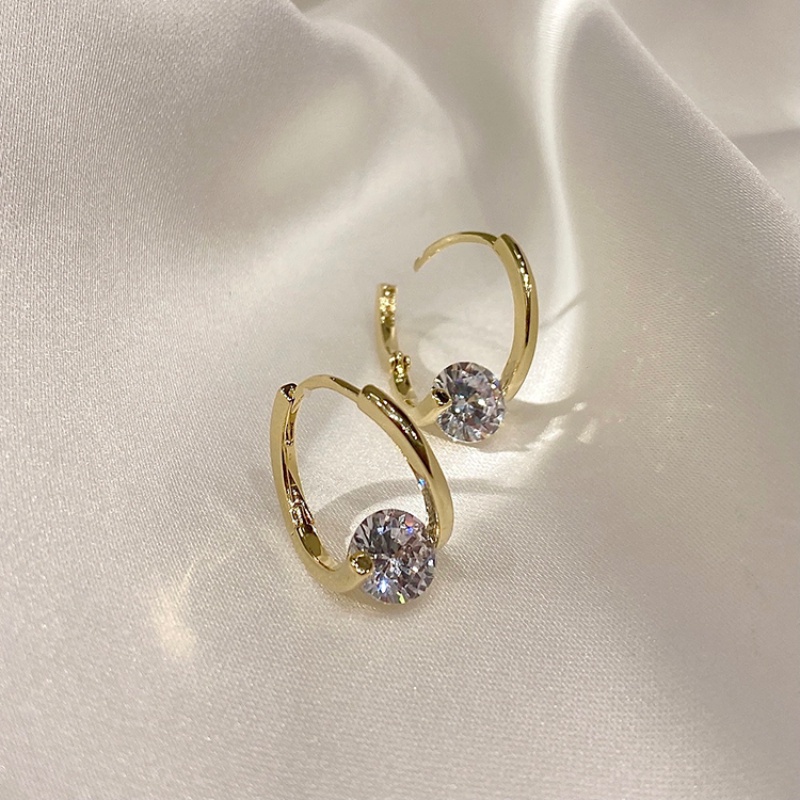 Bông Tai Tam Giác Đính Đá zircon Lấp Lánh Phong Cách Hàn Quốc Cho Nữ