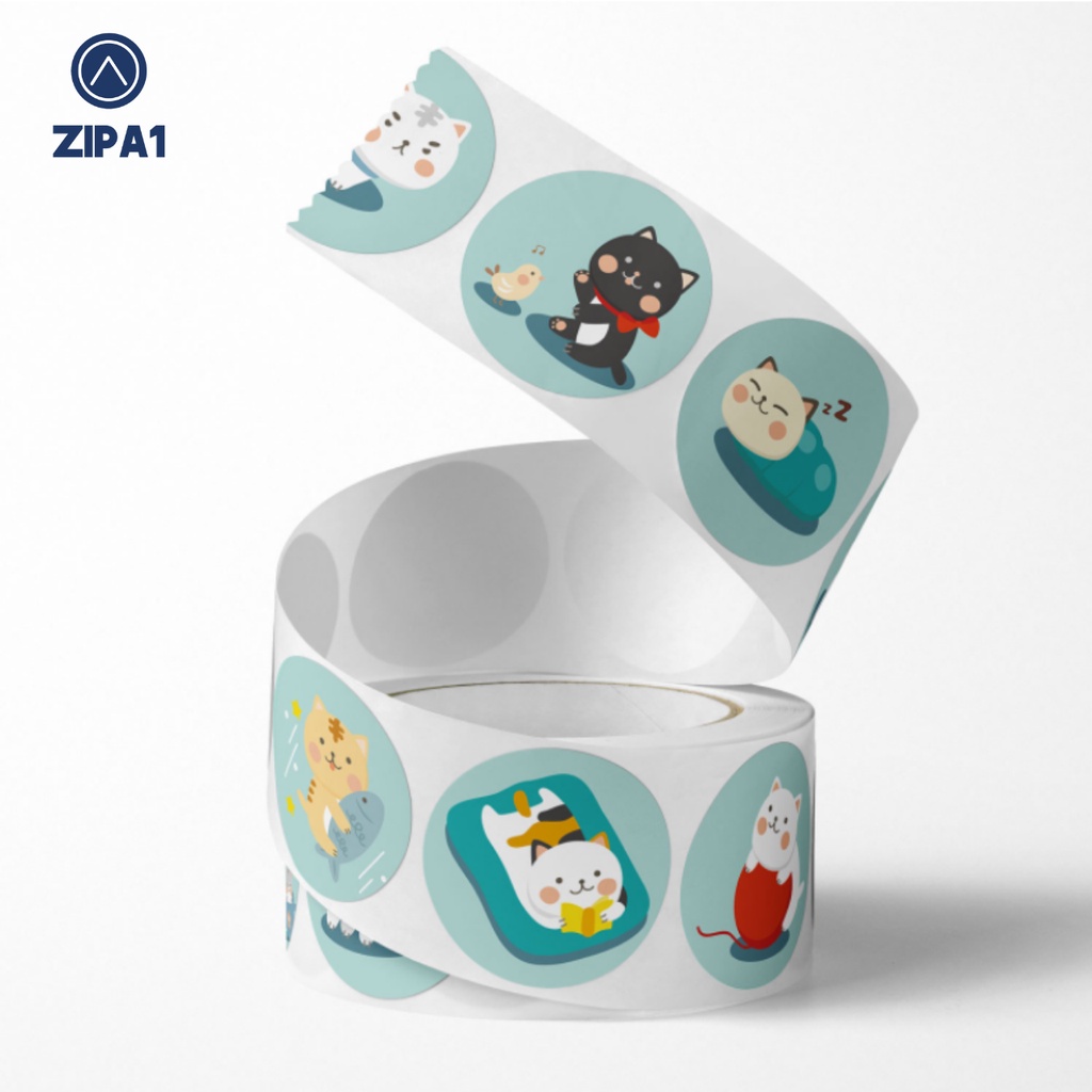 500 miếng dán sticker hình Mèo con dễ thương - 2.5x2.5cm / miếng - A1021 - Zip A1