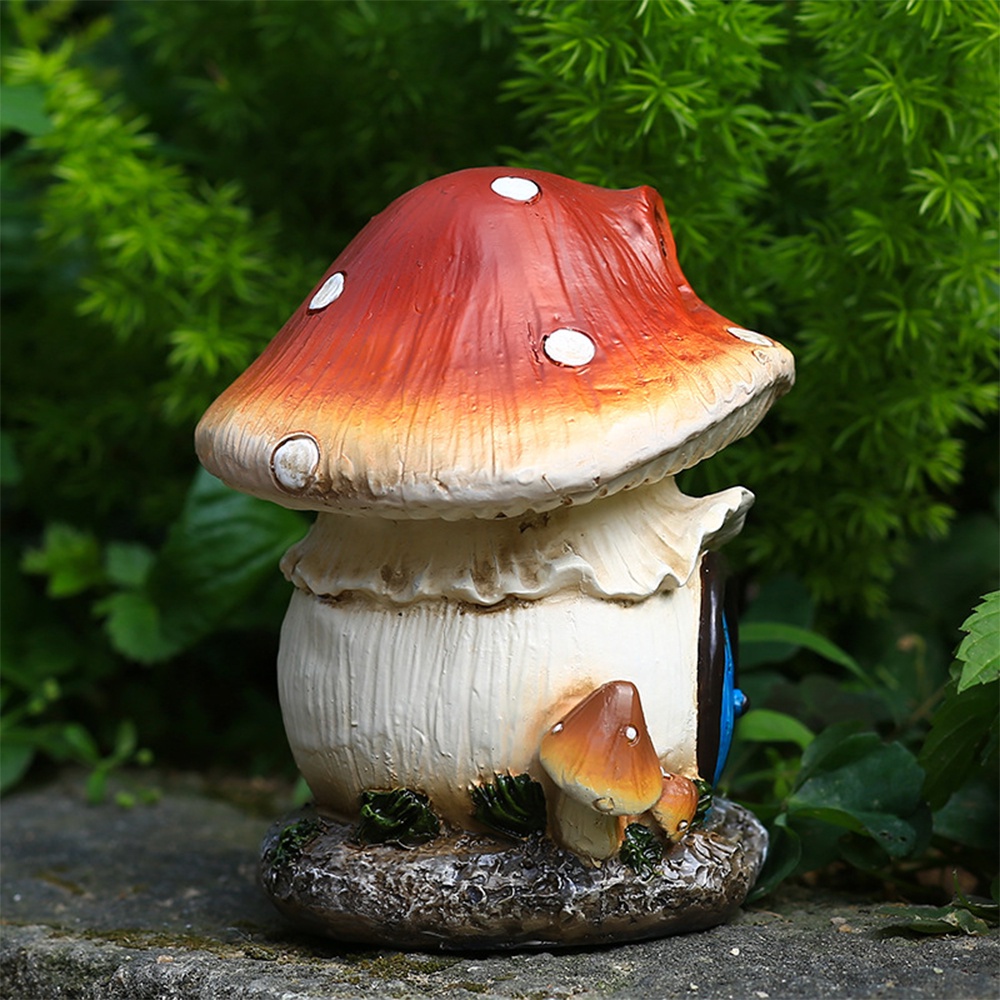 LUCKY Crafts Mushroom House Decoration Sculpture Resin Elves Home Trees Decor Gift Yard Art Gardening Ornaments Gnome