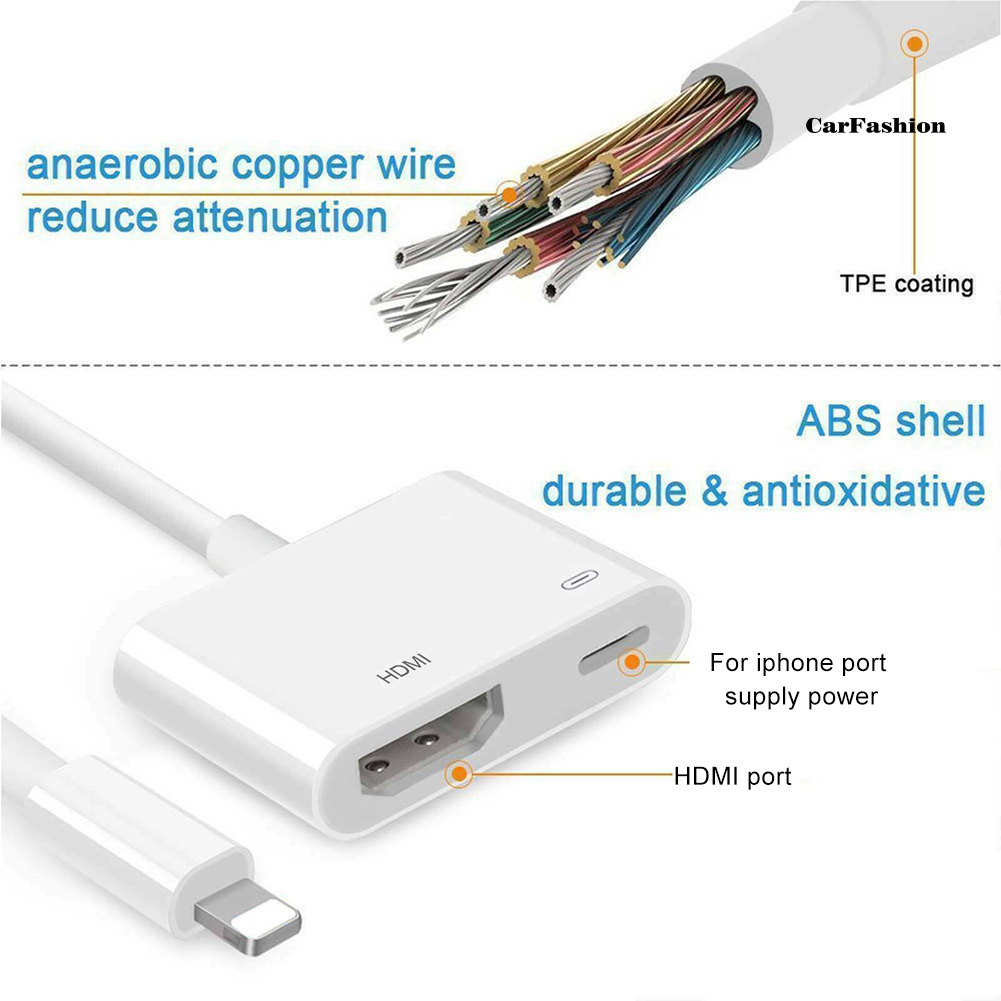 Cáp Chuyển Đổi Hdmi-Comp 1080p 8pin Sang Hdmi Cho Iphone X / 8 / 7 / 8p / 7p Ipad