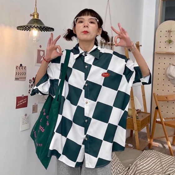 Áo Sơ Mi Cổ Vuông Tay Ngắn Dáng Rộng Phong Cách Hip hop Hàn Quốc Thời Trang Cho Nam Và Nữ