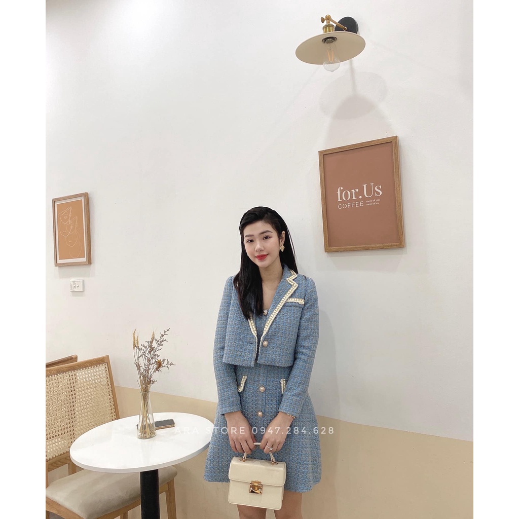 Set váy áo dạ Tweet cao cấp sang chảnh tiểu thư Ara S17 | BigBuy360 - bigbuy360.vn