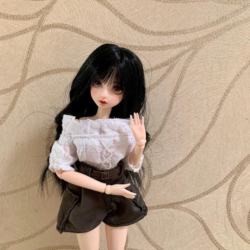 Set áo trễ vai trăng thêu kèm quần short size blythe,xinyi,barbie