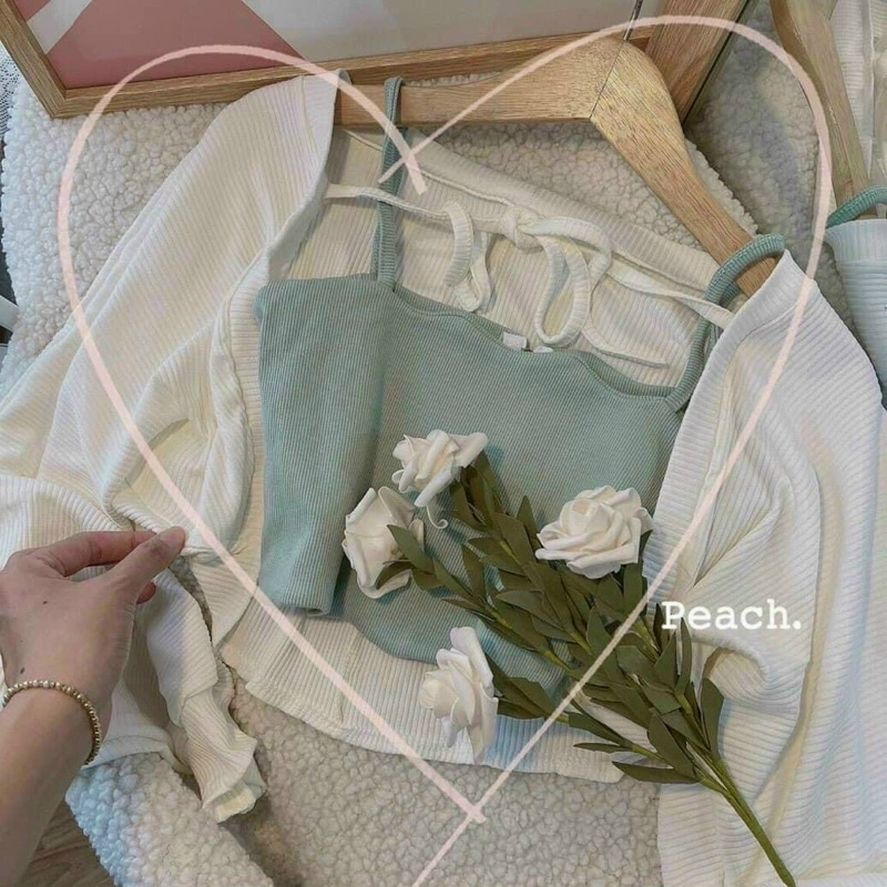 Set áo 2 Dây xanh mint + khoác cánh dơi