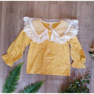 [FLASH SALE] Áo sơ mi dài tay phong cách Hàn Quốc cho bé gái size 12-22kg hàng Quảng Châu cao cấp
